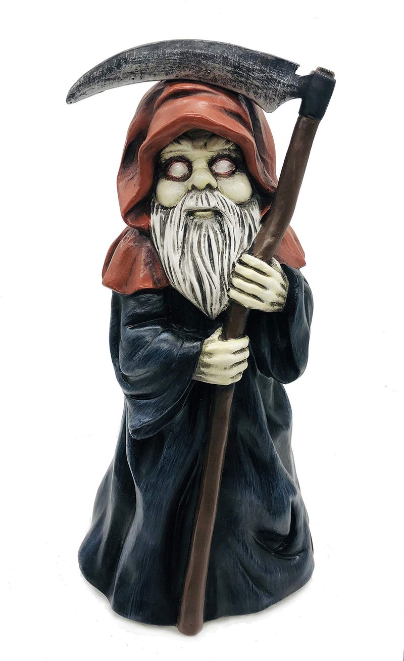 FICITI Garden gnome Reaper Statue  Evil Gnome Scary Gnome for Lawn Ornaments Indoor or Outdoor Decorations Halloween Decoration  85 Inch Tall