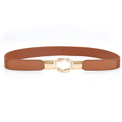 REDHORNS Elastic Fabric Waist Belt for Women Dresses Elegant Design Stretchy Slim Ladies Belt for Saree Girls Jeans - Free Size (LD37BR_Brown) - Image 1