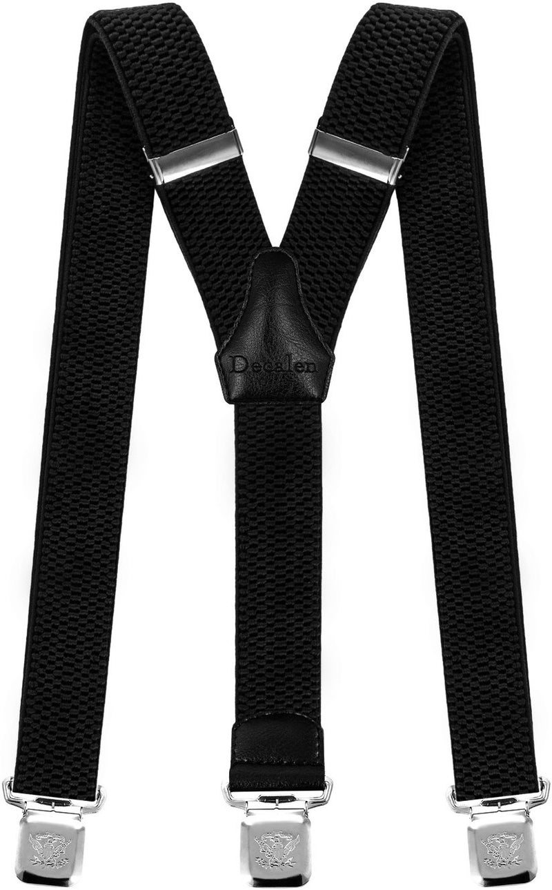 Decalen Mens Suspenders with Very Strong Clips Heavy Duty One Size Fits All Big and Tall Wide Adjustable and Elastic Braces Y Back Shape (Black) - Image 2