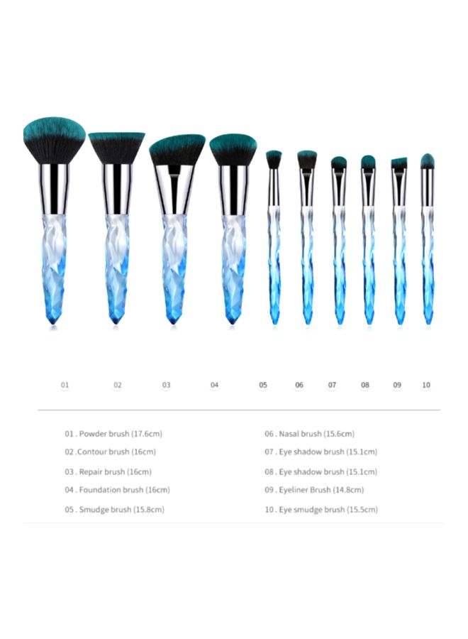 Beauenty 10-Piece Makeup Brush Set Blue/Silver/Green - Image 5