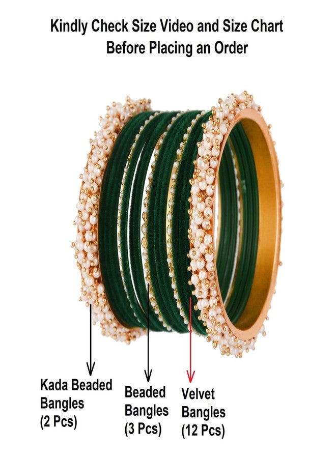 Efulgenz Velvet Bangles For Women Indian Jewelry Faux Pearl Bangles Bracelet Velvet Bangles Wedding Bridal Indian Jewelry Sets For Women - Image 5