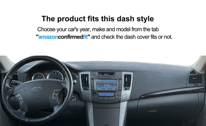 Fcovergurus Dash Cover Mat Custom Fit for Hyundai Sonata 2009 2010 with Cutout for Sensor, Dashboard Cover Pad Protector (09-10 Black) F80 - Image 2