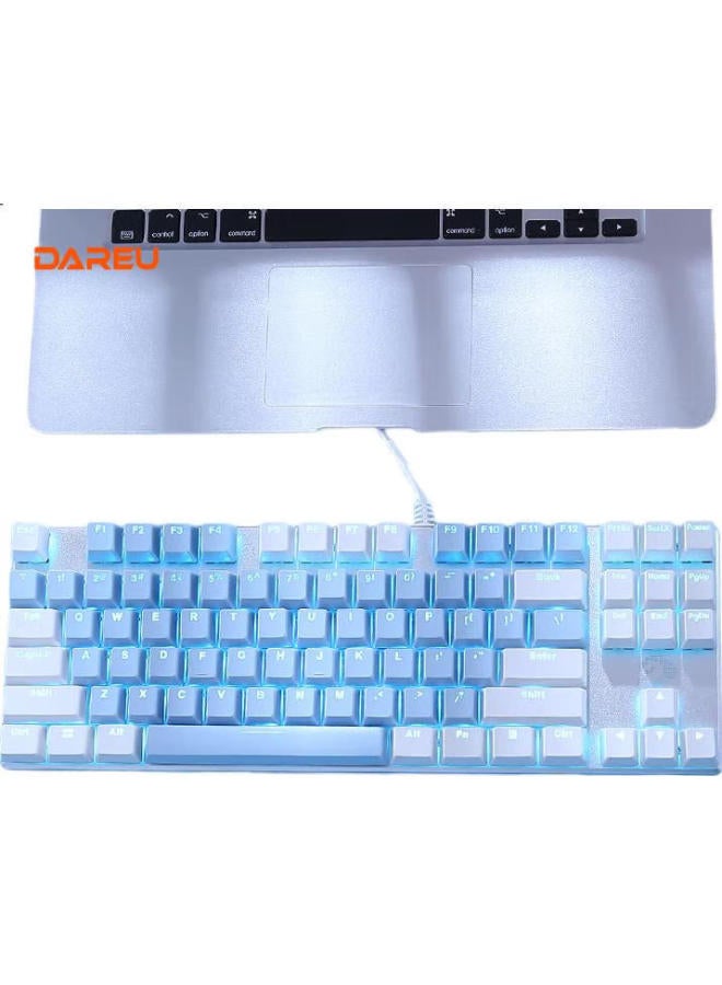 Daryo Dareu Ek815 Mechanical Alloy Edition Keyboard, Wired E-Sports Gaming Keyboard, 87 Keys Multi-Key Anti-Ghosting, Laptop Keyboard, White Blue And Cyan Switches - Image 3