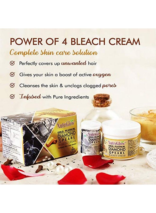 NUTRIGLOW مجموعة الوجه الذهبية والبلاتينية الماسية واللؤلؤية (250 جم + 10 مل) ومبيض (43 جم) عناية كاملة بالبشرة لجميع أنواع البشرة، تنظيف فوري للبشرة المتوهجة، عبوة من قطعتين - Image 4