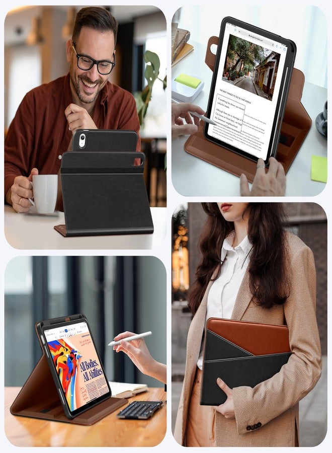 DTTO for iPad A16 Case, iPad 11th / 10th Generation Case (2025/2022), 360 Degree Rotating Premium Leather Folio Stand Cover with Pencil Holder, Black Brown - Image 5