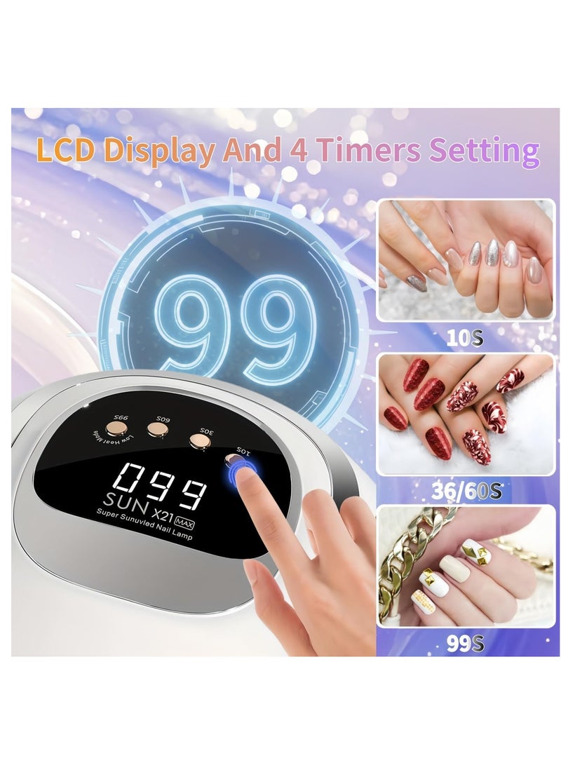 UV LED Nail Lamp with 72 Beads, 320W Nail Curing Lamps for Gel Polish with Automatic Sensor/4 Timer Setting,Led Nail Dryer, Professional Nail Art Drying Tools for Fingernail and Toenail - Image 2