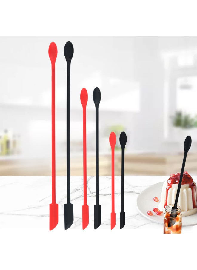 Generic - Mini Silicone Double-headed Sharp Scraper Spoon Cosmetic Skin Care Products Extraction Tool Set Including Avocado Jam Scraper-Specifications:Black# Short - Image 1