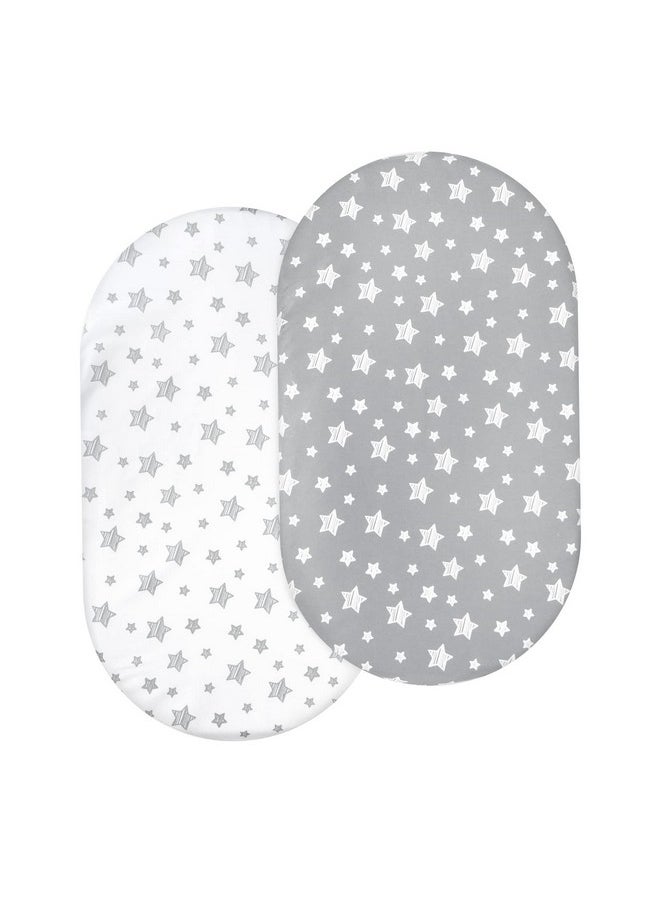 Moonsea Bassinet Sheets 2 Pack, Fit for Halo Bassinet Swivel Sleeper, Universal Sheet for Rectangle, Oval, Hourglass Bassinet Mattress Flexible for Different Cradle, Grey&White  - Image 1