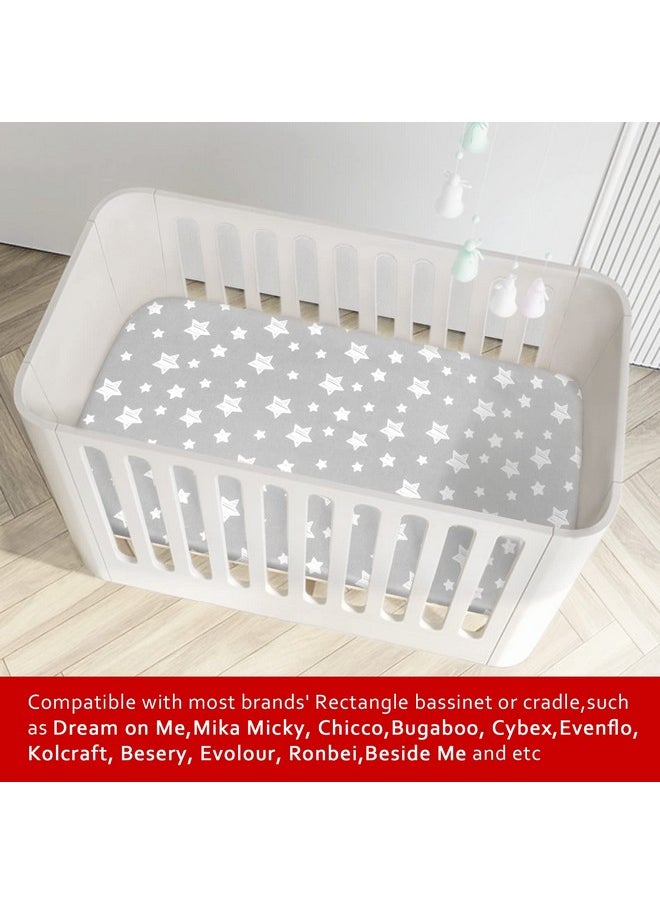 Moonsea Bassinet Sheets 2 Pack, Fit for Halo Bassinet Swivel Sleeper, Universal Sheet for Rectangle, Oval, Hourglass Bassinet Mattress Flexible for Different Cradle, Grey&White  - Image 3