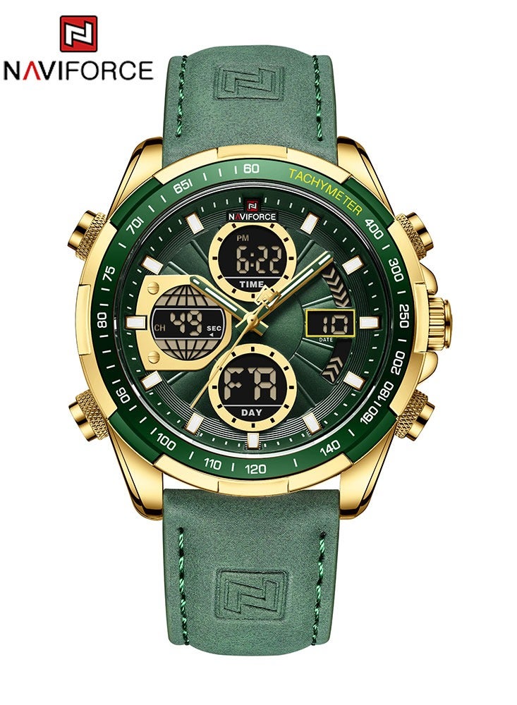 نافيفورس ساعات رجالية أنيقة فاخرة أصلية رياضية كرونوغراف ساعة كوارتز مقاومة للماء LED ساعة يد رقمية بحزام جلدي ساعات رجالية إلكترونية للياقة البدنية - Image 1