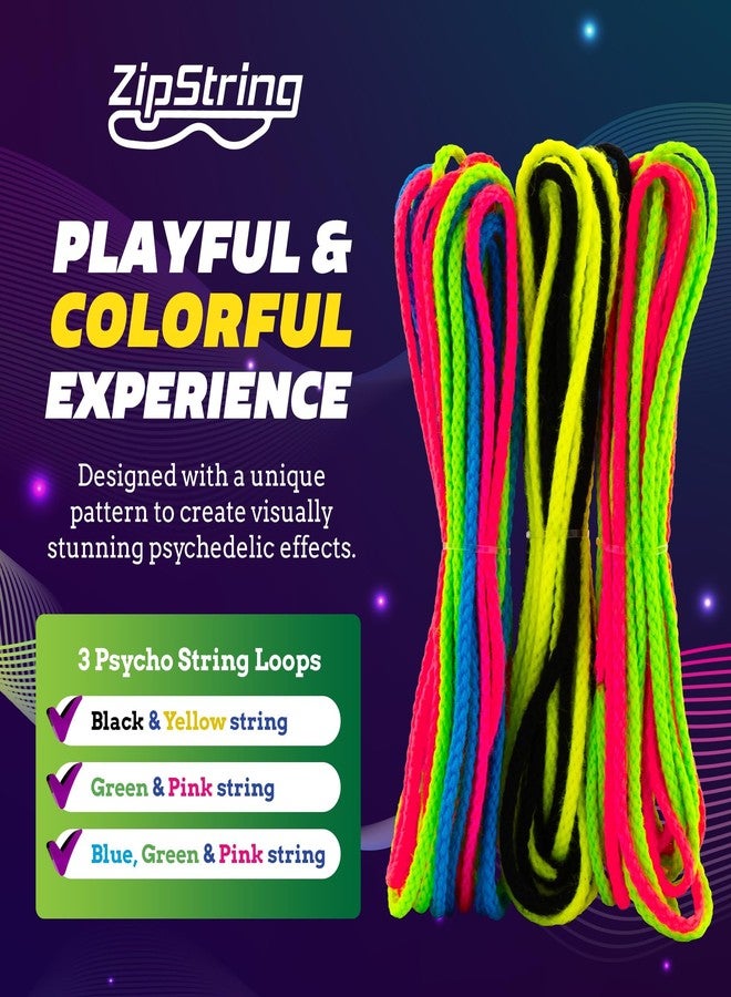 ZipString Psycho Strings, Pack of 3 - Luma Replacement Strings for Rope Launcher Toy - Glow in The Dark Fidget String for Kids & Adults - Shark Tank Featured Lasso Rope Loop String Replacement - Image 3