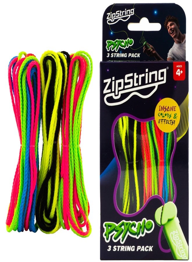 ZipString Psycho Strings, Pack of 3 - Luma Replacement Strings for Rope Launcher Toy - Glow in The Dark Fidget String for Kids & Adults - Shark Tank Featured Lasso Rope Loop String Replacement - Image 1