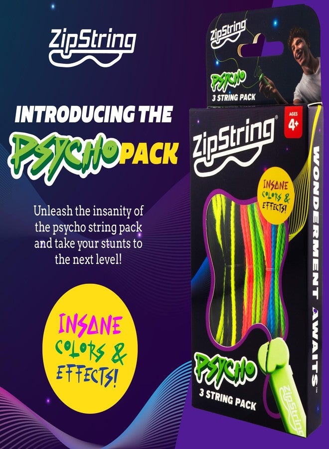 ZipString Psycho Strings, Pack of 3 - Luma Replacement Strings for Rope Launcher Toy - Glow in The Dark Fidget String for Kids & Adults - Shark Tank Featured Lasso Rope Loop String Replacement - Image 2
