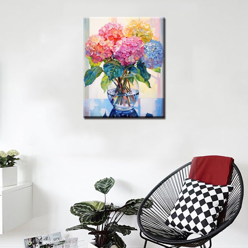 Tucocoo Hydrangea in Glass Vase Window Landscape Paint by Numbers for Adults Beautiful Flower DIY Paint by Numbers Acrylic Paint Canvas Colorful Flowers Painting Kits Art 16x20 Inchï¼ˆWithout Frameï¼‰ - Image 3