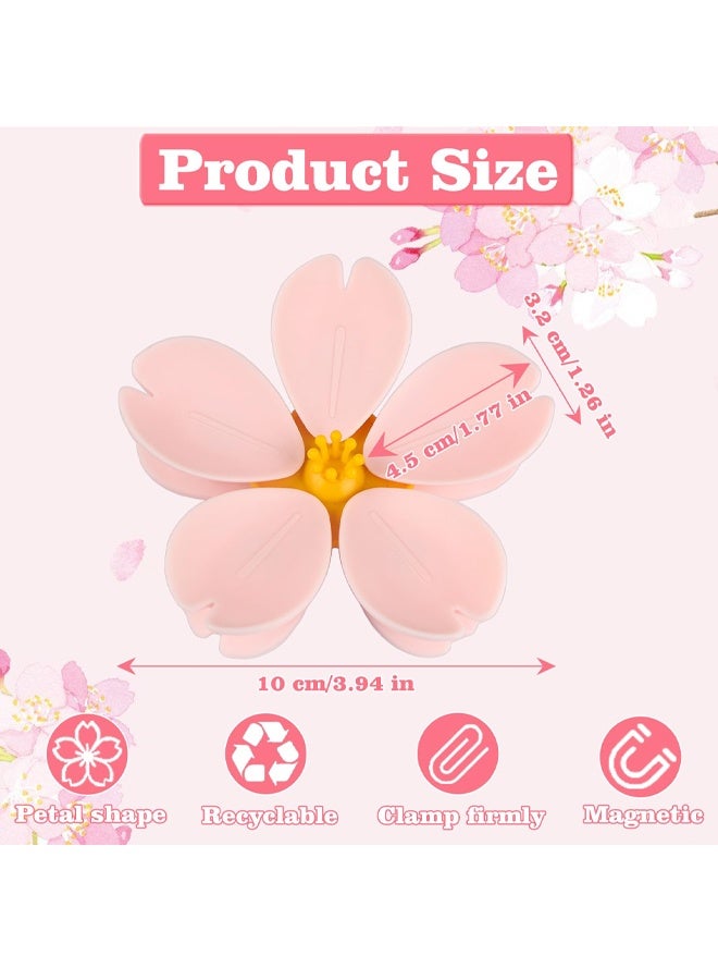 4 Pack Cherry Chip Clips Magnetic, Strong Cute Fridge Magnets Clips, Sealing Pink Chip Clips for Snack Bag Storage - Image 2