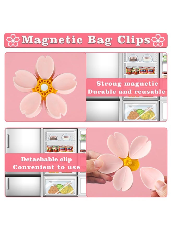 4 Pack Cherry Chip Clips Magnetic, Strong Cute Fridge Magnets Clips, Sealing Pink Chip Clips for Snack Bag Storage - Image 3
