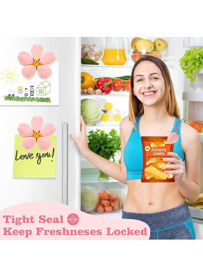 4 Pack Cherry Chip Clips Magnetic, Strong Cute Fridge Magnets Clips, Sealing Pink Chip Clips for Snack Bag Storage - Image 5