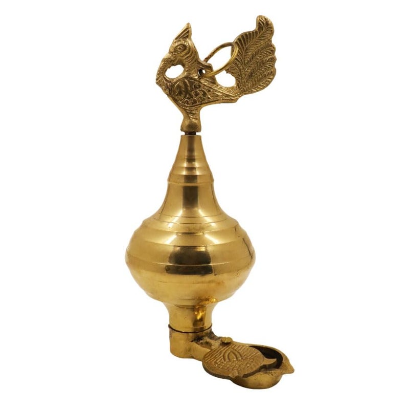 Spillbox Traditional Handcrafted Brass Thondamani Vilakku Annam Bird Diya Hanging Peacock Diya Brass Nandadeep Akhanda Jyothi Deepam Weight 965gm Height 10inch Brass Thodamani Vilakku