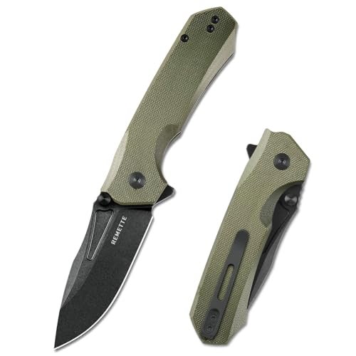 REMETTE EDC Pocket Knife Rhino,3" D2 Steel Blade Durable G10 Handle, Folding Pocket Knives with Reversible Pocket Clip, Sharp Camping Hiking Pocket Knife for Men - Image 1