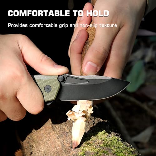 REMETTE EDC Pocket Knife Rhino,3" D2 Steel Blade Durable G10 Handle, Folding Pocket Knives with Reversible Pocket Clip, Sharp Camping Hiking Pocket Knife for Men - Image 3