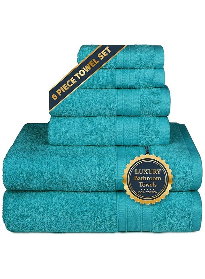 Comfy 6 Piece 600Gsm Hotel Quality Combed Cotton Towel Set Aqua Blue - Image 1