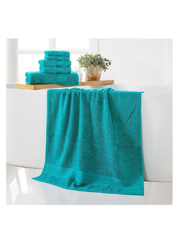 Comfy 6 Piece 600Gsm Hotel Quality Combed Cotton Towel Set Aqua Blue - Image 2
