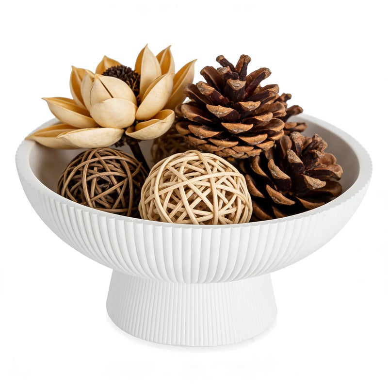NUPTIO Decorative Bowl for Home Decor: 8" Centerpiece for Living Room Coffee Table Fruit Bowls for Kitchen Counter Resin Pedestal Key Tray for Entryway - Image 1