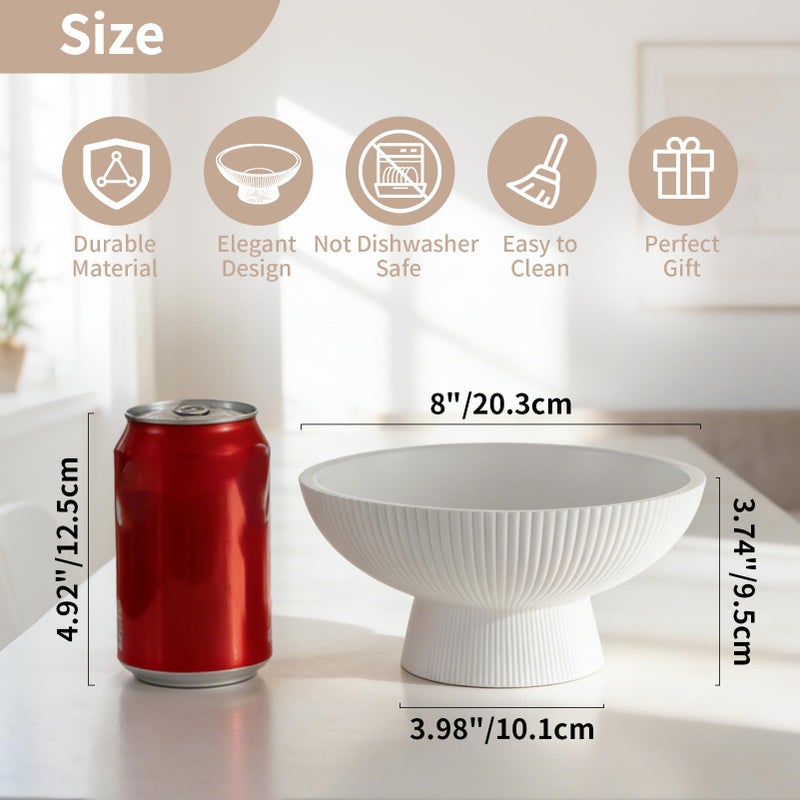 NUPTIO Decorative Bowl for Home Decor: 8" Centerpiece for Living Room Coffee Table Fruit Bowls for Kitchen Counter Resin Pedestal Key Tray for Entryway - Image 3