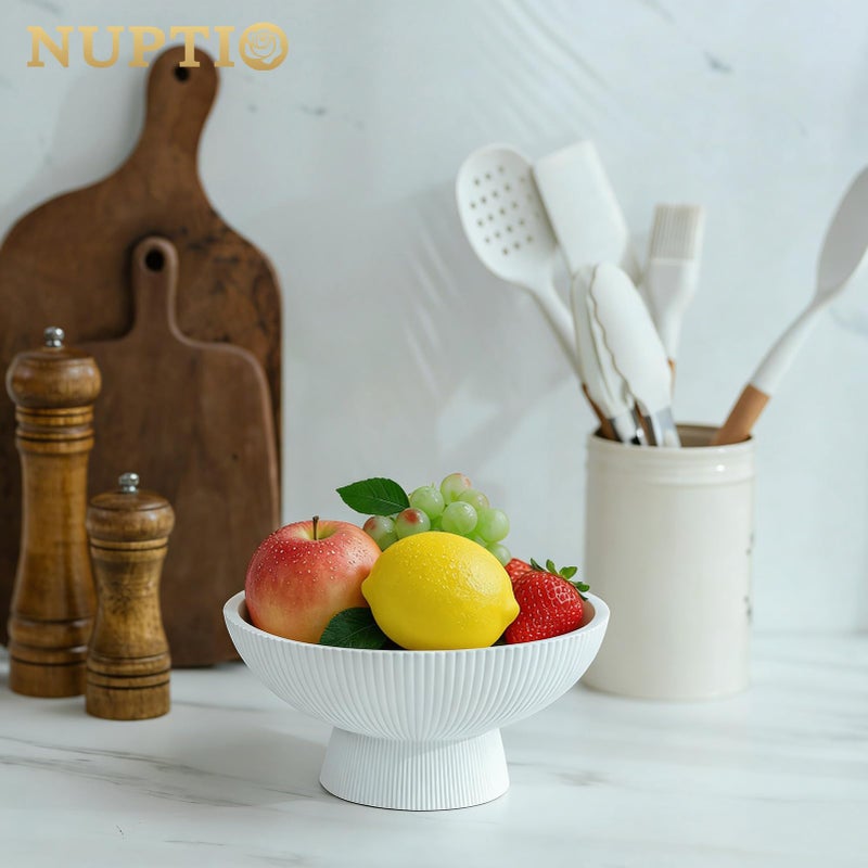 NUPTIO Decorative Bowl for Home Decor: 8" Centerpiece for Living Room Coffee Table Fruit Bowls for Kitchen Counter Resin Pedestal Key Tray for Entryway - Image 5