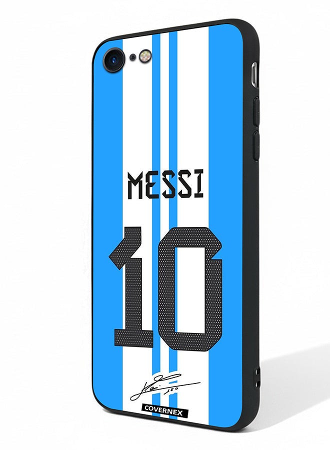 Covernex Apple iPhone 8 Protective Case Cover Printed Featuring Lionel Messi National Team Jersy Design with Signature - Image 1