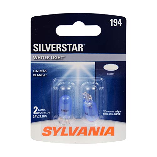 SYLVANIA - 194 SilverStar Mini Bulb - Brighter and Whiter Light, Ideal for Interior Lighting, Center High Mount Stop Light (CHMSL), and more (Contains 2 Bulbs) - Image 1