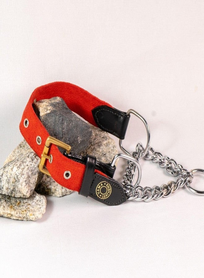 طوق مارتينجال من فاما ليذرز مع سلسلة - أحمر/صغير - Image 1