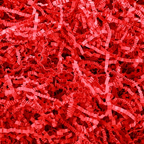 Outus 0.5LB Red Crinkle Cut Paper Shred Filler Shredded Paper for Gift Box Gift Basket Bag Filler Red Grass Tissue Cushion Stuffing for Valentines Christmas Holiday Packaging Wrapping