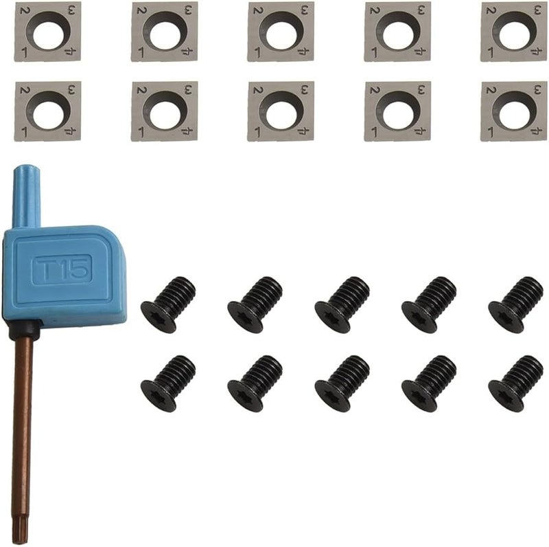 10 Pack 14x14x2mm Square Carbide Cutter Inserts 30 Degree 4 Edges Wood Lathe Tool - Image 1