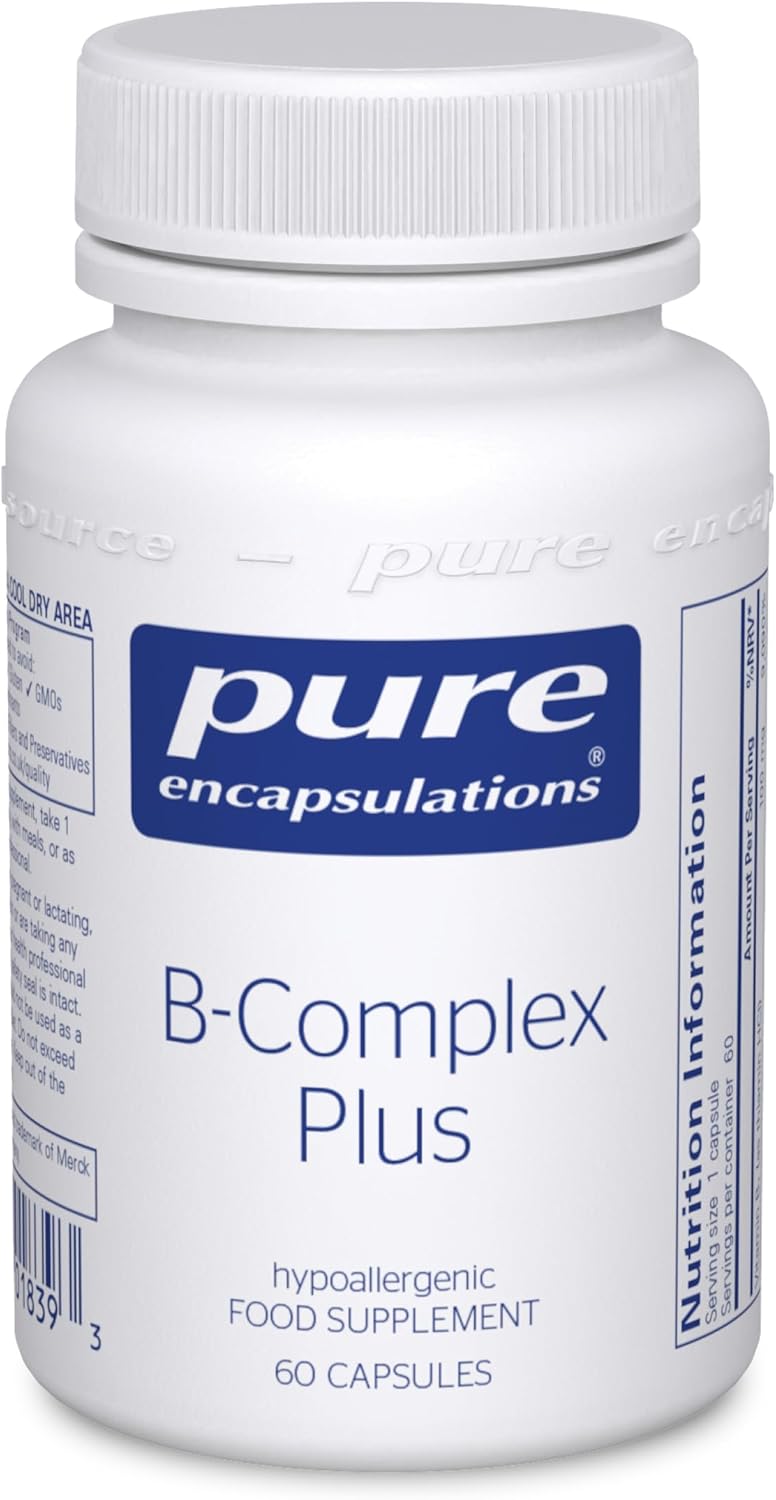 Pure Encapsulations Vitamin BComplex Plus Balanced B Vitamin Formula with Active Folate 60 Capsules - Image 1