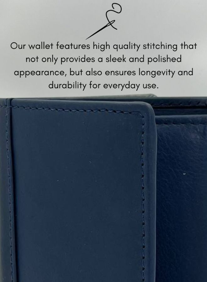 PHILIPPE MORGAN Premium Genuine Leather Wallet and Card Holder for Men Blue with RFID - Image 4