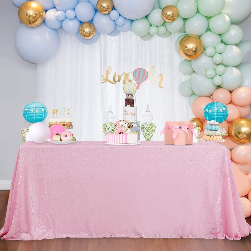 B.Cool B-COOL Pink Tablecloth Sequin Table Overlays Elegance Wedding Decoration Rectangular Party Tablecloths Sequin Table Drapes for Patio Birthday 90x90inch - Image 3