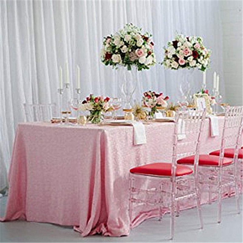 B.Cool B-COOL Pink Tablecloth Sequin Table Overlays Elegance Wedding Decoration Rectangular Party Tablecloths Sequin Table Drapes for Patio Birthday 90x90inch - Image 4