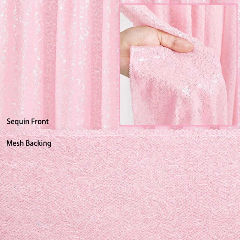 B.Cool B-COOL Pink Tablecloth Sequin Table Overlays Elegance Wedding Decoration Rectangular Party Tablecloths Sequin Table Drapes for Patio Birthday 90x90inch - Image 5