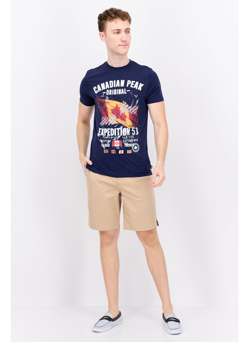 Canadian Peak Men Crew Neck Short Sleeve Graphic Printed T-Shirt, Navy  - Image 2