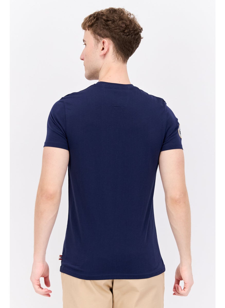 Canadian Peak Men Crew Neck Short Sleeve Graphic Printed T-Shirt, Navy  - Image 1