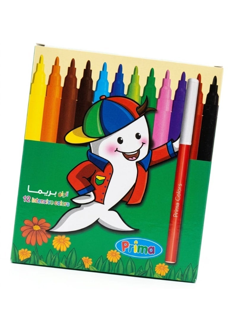 Prima Felt Tip Pens - 12 Assorted Colors - Image 1