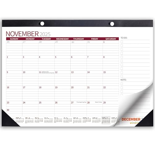 windrio Desk Calendar 2026 Wall Calendars, November 2025 - December 2026 Monthly Planner Paper Office Desktop 17"X 12", 14-Months, Planning and Organizing Home, School, Office, Holiday, Vacation (Color Bars) - Image 1