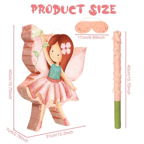 Blosssound Piata Party Decorations Supplies Piata Set with Stick Blindfold for Theme Birthday Baby Shower Celebration DecorationsFairy - Image 5