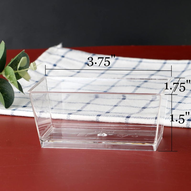 Tosnail 100 Pack 5oz Rectangular Dessert Appetizer Tumbler Cups with 100 Plastic Spoons - Image 2
