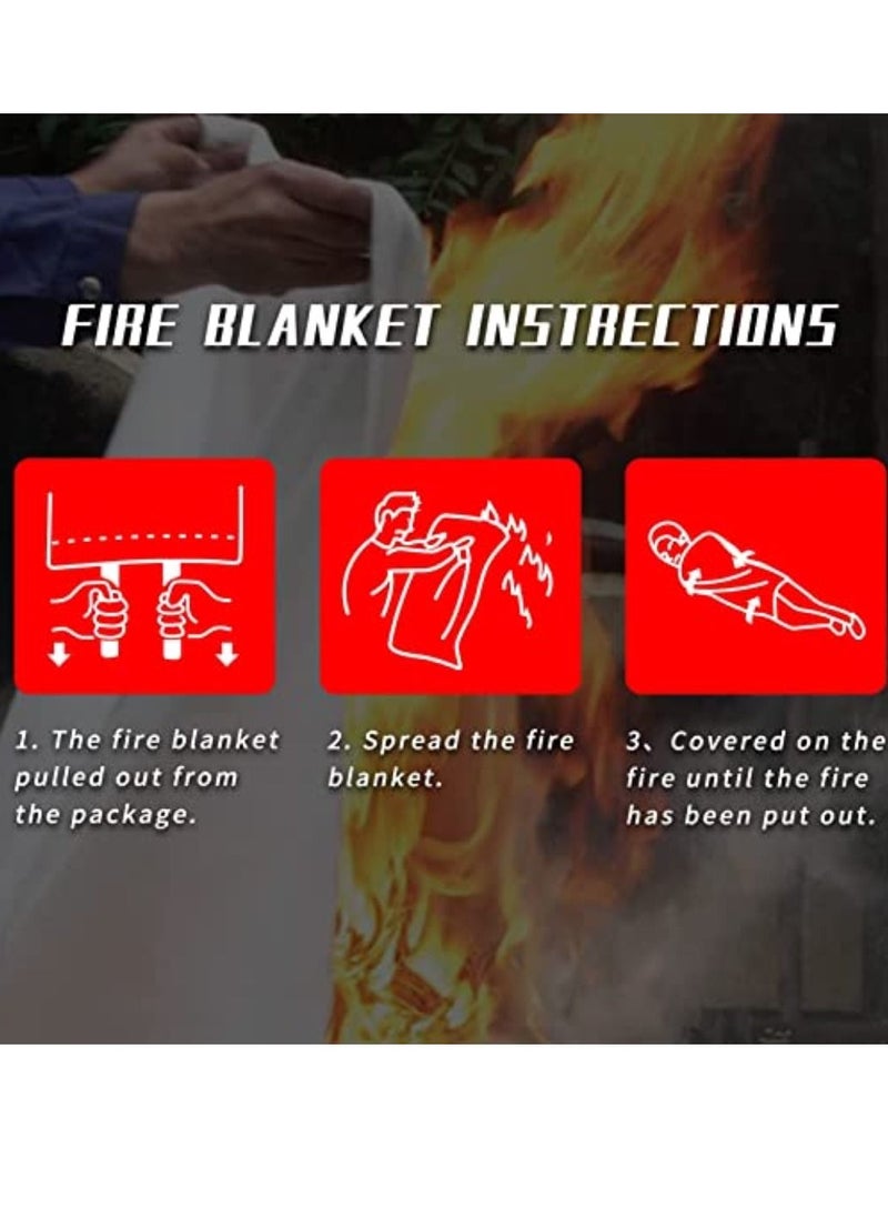 Generic - Fire Blanket For Home Fire Suppression Blanket (2PCS + 2 Hooks & 2 Gloves) Emergency Fire Blanket For Kitchen And People Suppression Flame Retardant Safety Blanket - Image 1