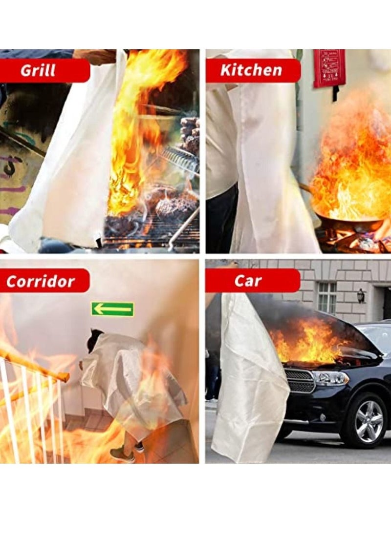 Generic - Fire Blanket For Home Fire Suppression Blanket (2PCS + 2 Hooks & 2 Gloves) Emergency Fire Blanket For Kitchen And People Suppression Flame Retardant Safety Blanket - Image 1