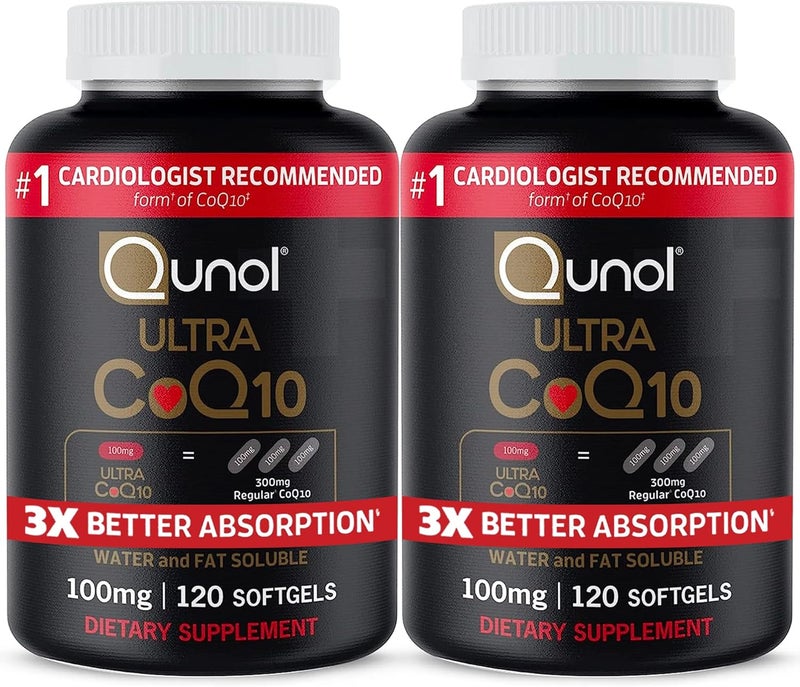 Qunol Ultra CoQ10 100mg Softgels 3x Better Absorption Antioxidant for Heart Health  Energy Production Coenzyme Q10 Vitamins and Supplements 8 Month Supply 120 Count Pack of 2 - Image 1
