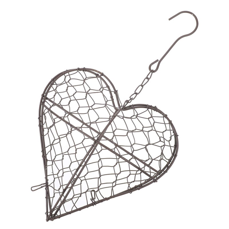 HANABASS 2 Pcs Floral Cage Floral Chicken Wire for Arrangements Wire Wreath Frame Hanger Heart Shape Succulent Planter Hanging Air Plant Holder for Home Garden Decor(No Plants) - Image 4