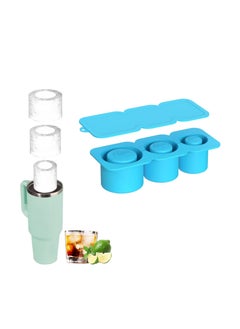 KASTWAVE Ice Cube Tray for Stanley Cup, Silicone Ice Cube Mold with Spill-Resistant Lid, 3 Hollow Cylinder Ice Cube Molds for 20-40 oz Tumblers, BPA Free, Ice Cube Trays for Freezer Drinks Whiskey, Blue  - Image 1
